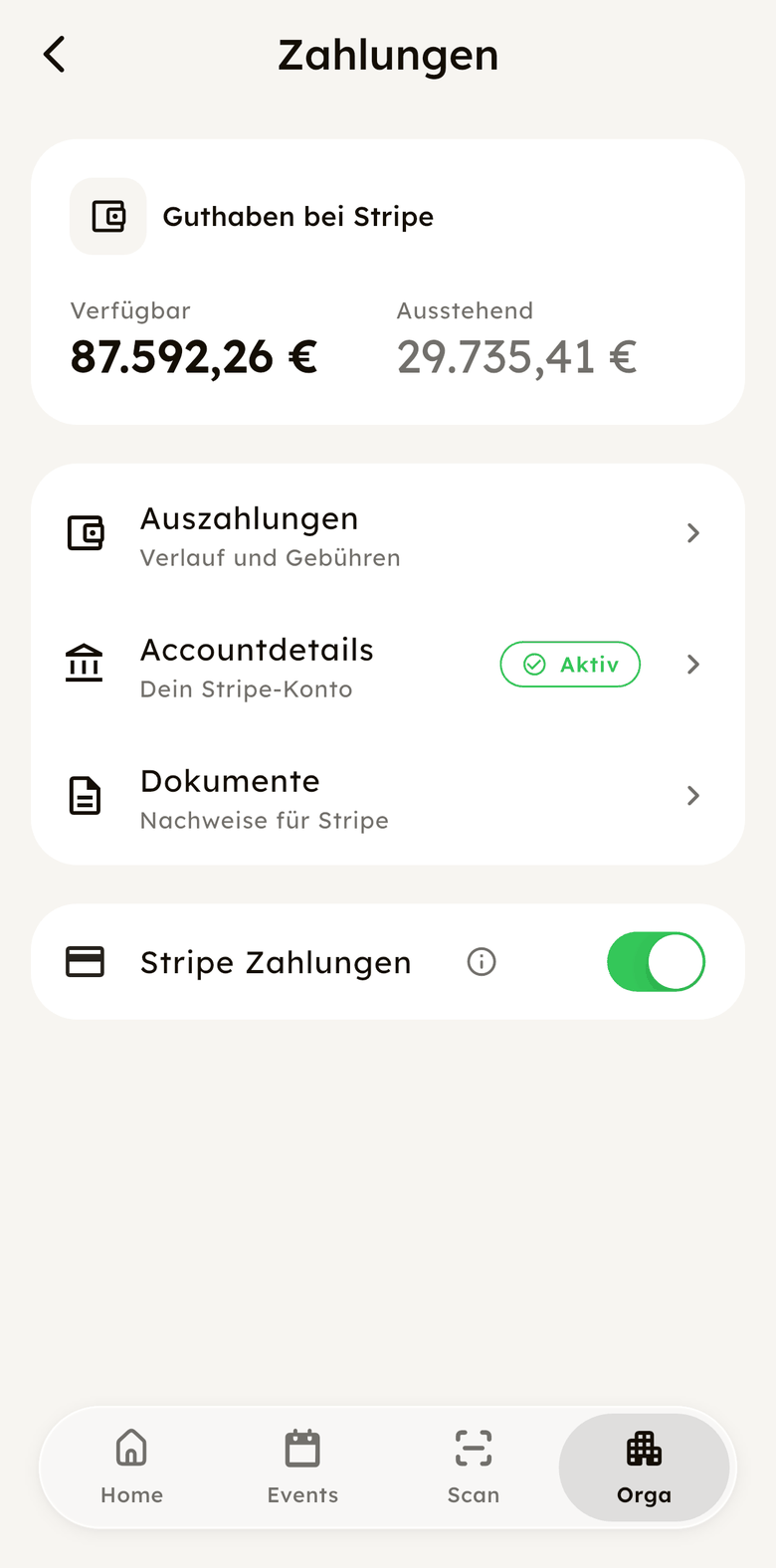 Zahlungen in der App: Stripe ist verbunden